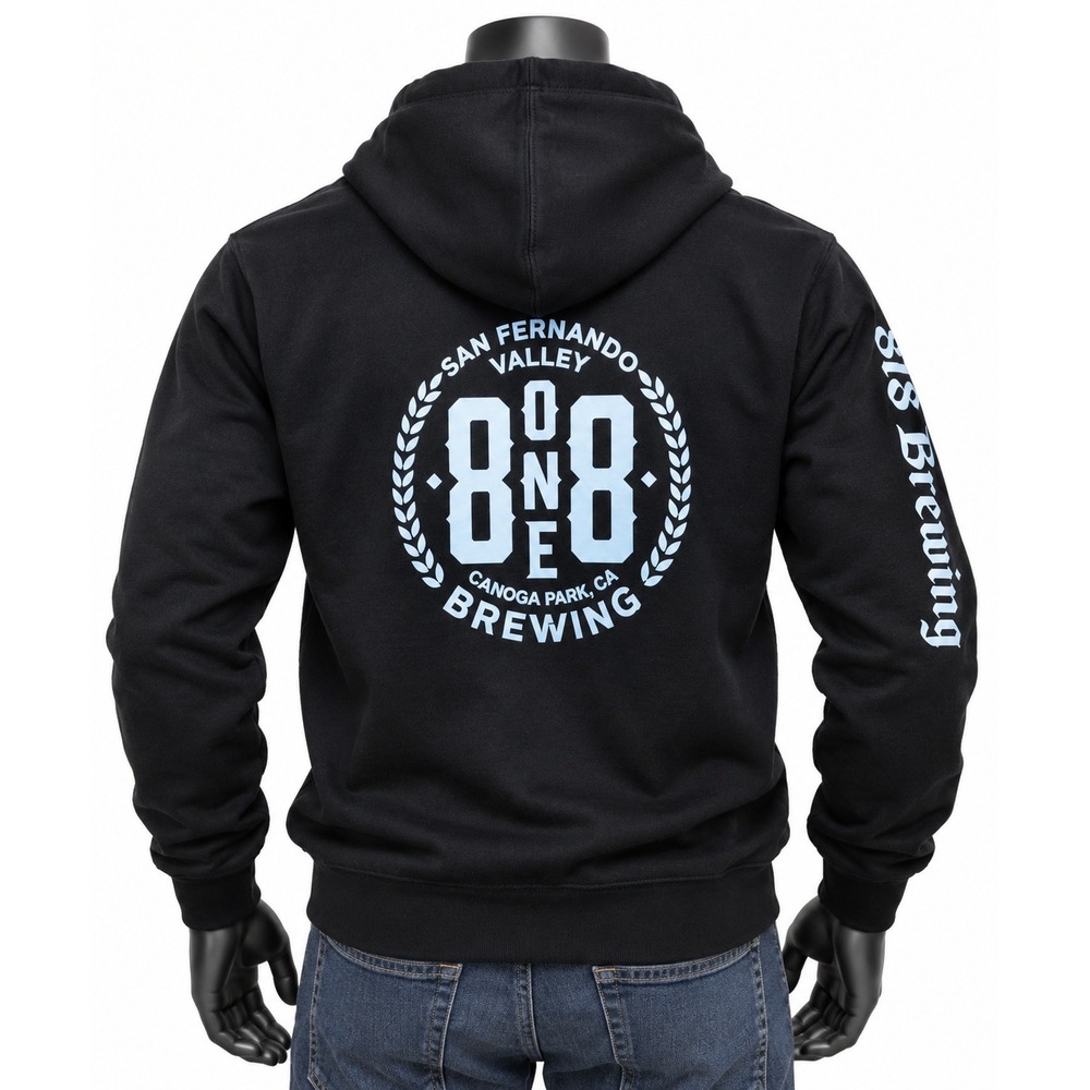 District 818 Brewing San Fernando Valley Black Zip Up Hoodie Mens XS Fleece